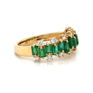 1.46carat Green Emerald And Diamond Band Ring