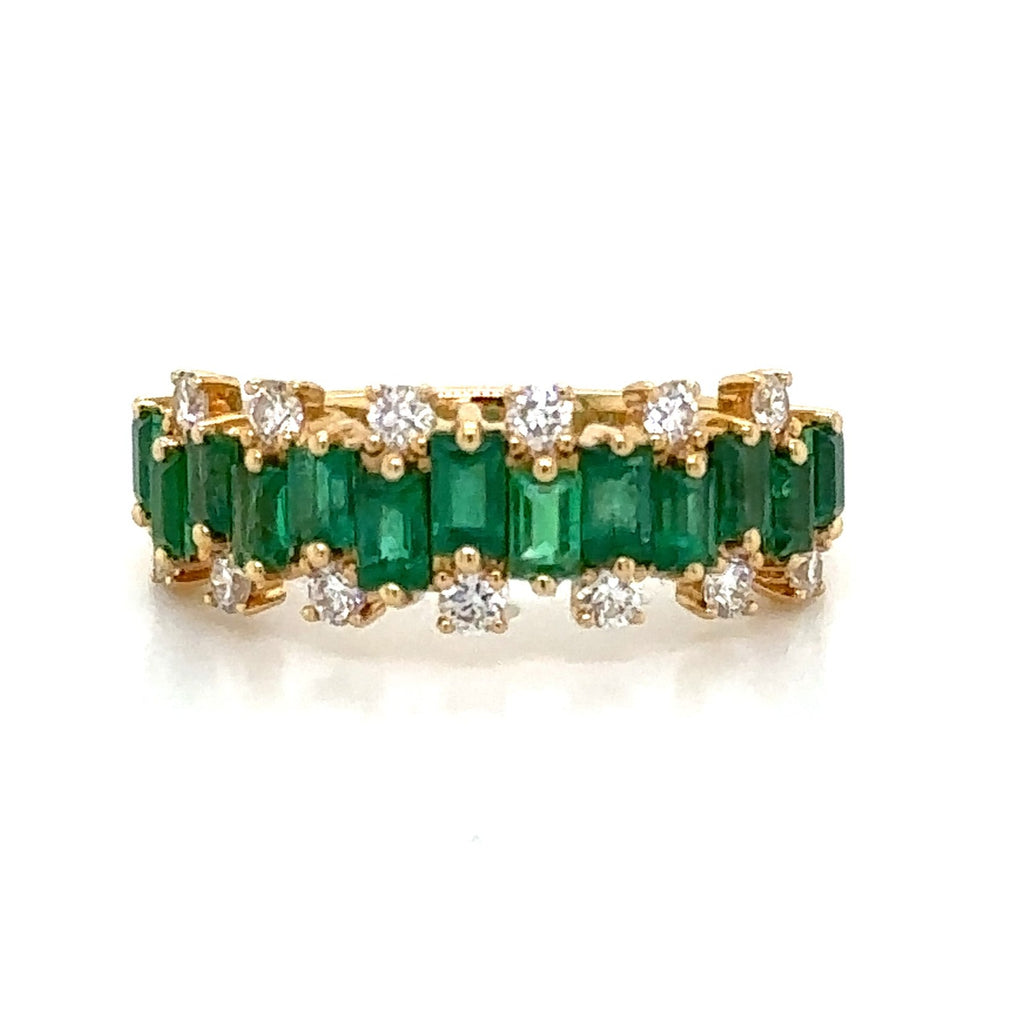 1.46carat Green Emerald And Diamond Band Ring