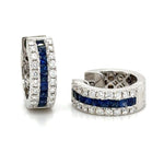 1.27ct tw Blue Sapphire & Diamond Huggie Earrings