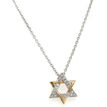 0.09ct tw Diamond and Gold Star Of David Pendant Necklace