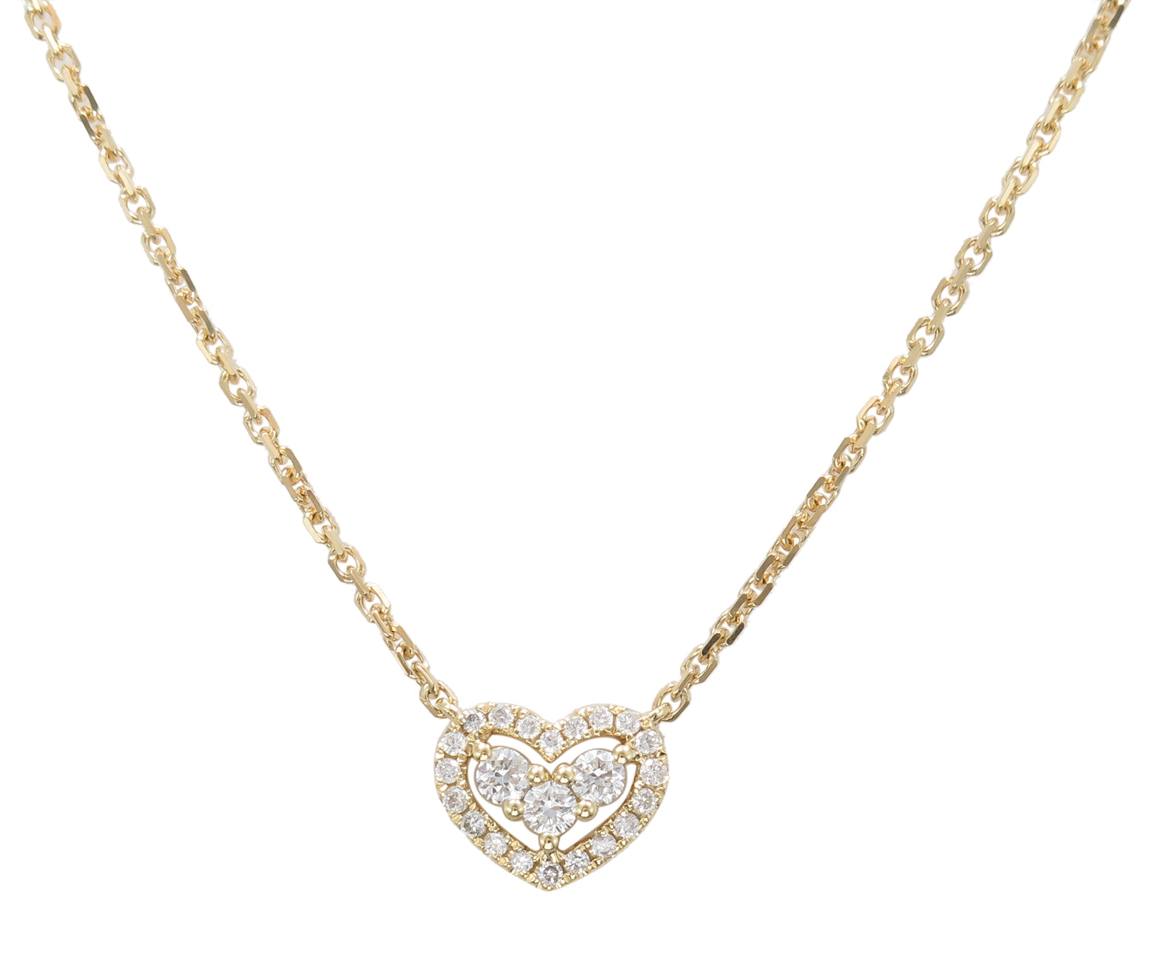 0.75ct tw Diamond Heart Cluster Invisible-set Solitaire with Halo Pendant Necklace