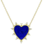 Lapis Lazuli and Diamond Spiked Heart Pendant Necklace