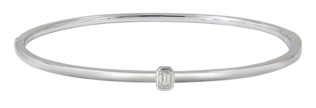 Burnish Set Marquise Diamond Bangle Bracelet