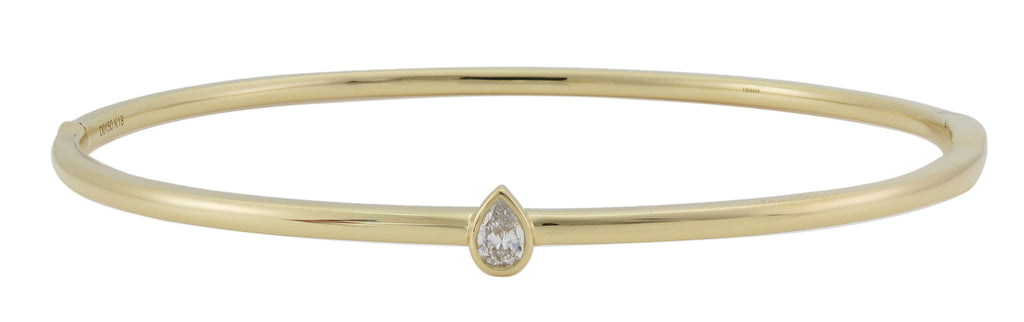 Burnish Set Pear-cut Diamond Bangle Bracelet