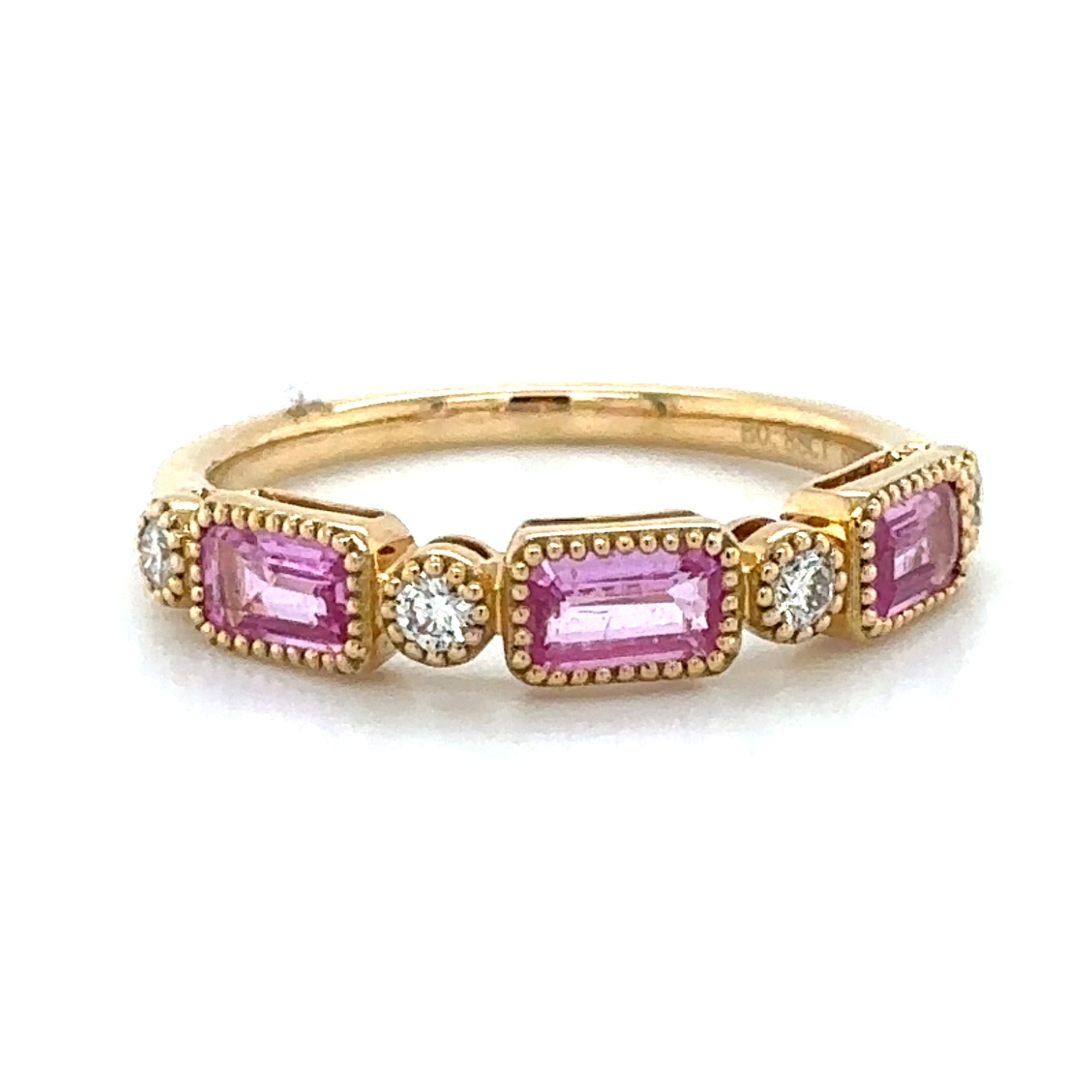 1.01ct tw Emerald-cut Pink Sapphire And Diamond Celebration Stackable Ring