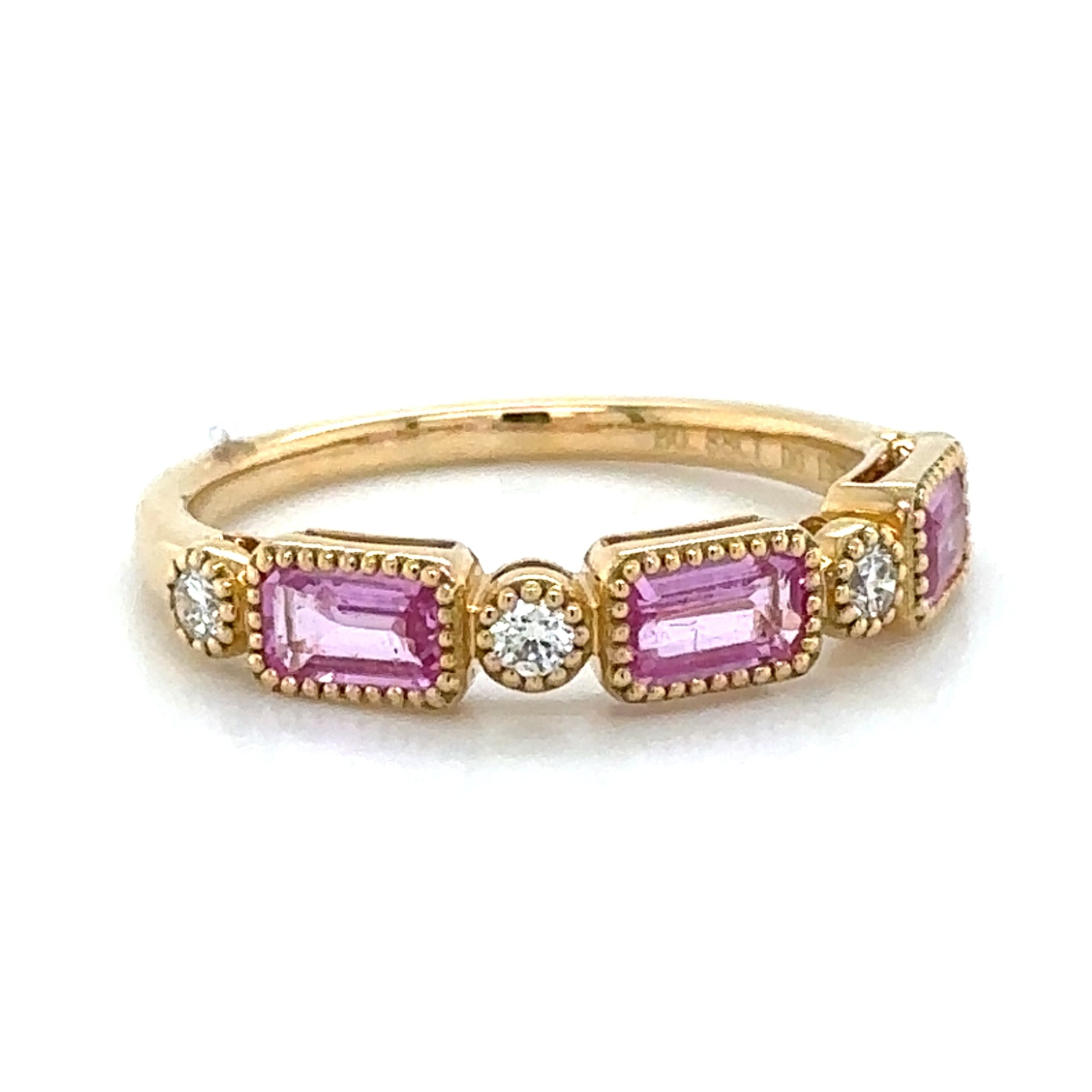 1.01ct tw Emerald-cut Pink Sapphire And Diamond Celebration Stackable Ring