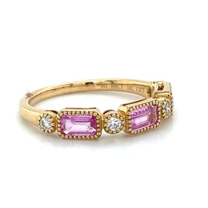 1.01ct tw Emerald-cut Pink Sapphire And Diamond Celebration Stackable Ring