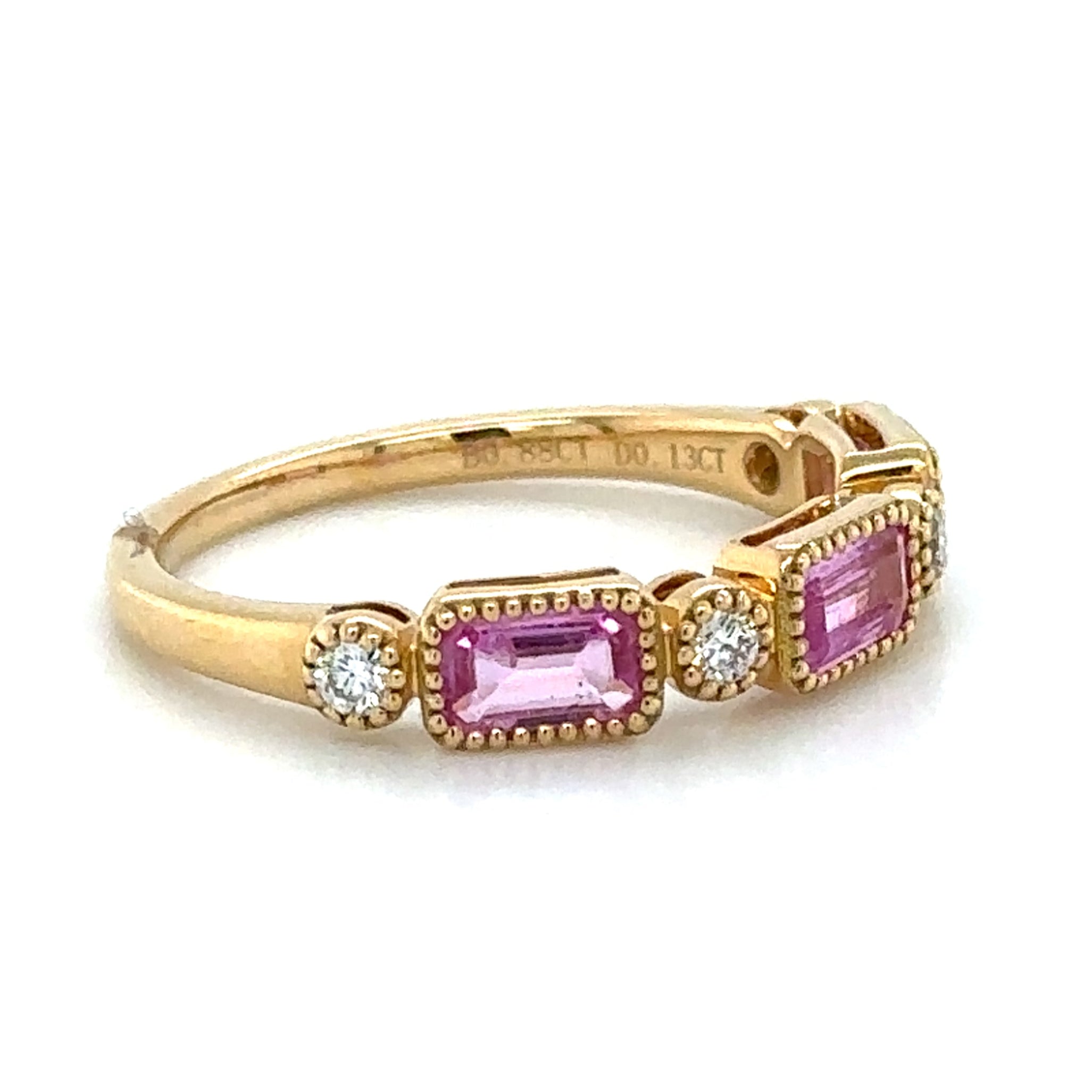 1.01ct tw Emerald-cut Pink Sapphire And Diamond Celebration Stackable Ring