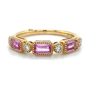 1.01ct tw Emerald-cut Pink Sapphire And Diamond Celebration Stackable Ring