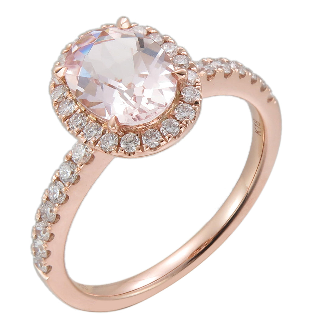 1.48ct tw Oval Shape Morganite and Diamond Ring