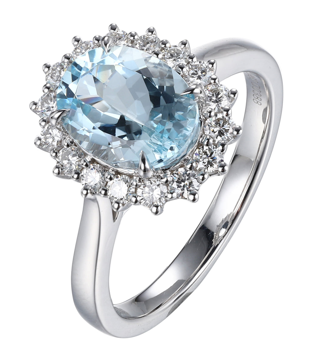 2.34ct tw Oval Aquamarine and Diamond Ring