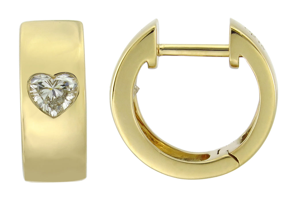 Diamond Single Heart Cut Huggie Earrings 0.24ct tw