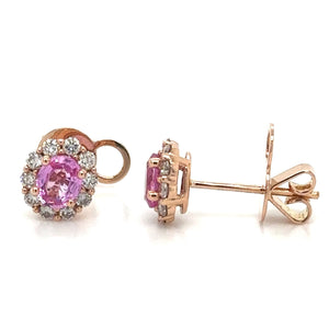 1.19carat Diamond Halo and Pink Sapphire Stud Earrings