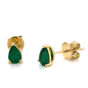 0.77ct tw Pear Shape Green Emerald Stud Earrings