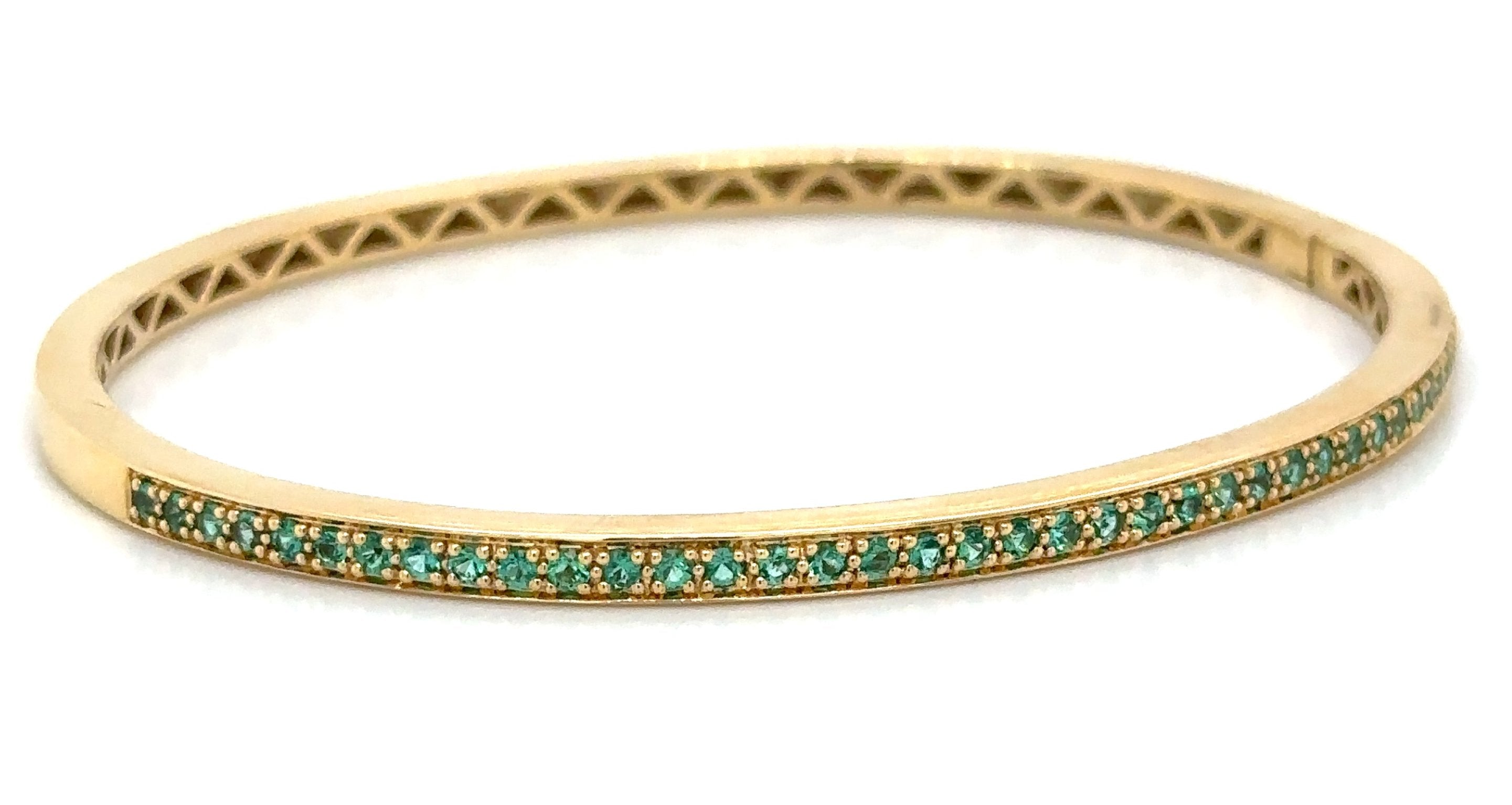 Emerald Yellow Gold Bangle Bracelet