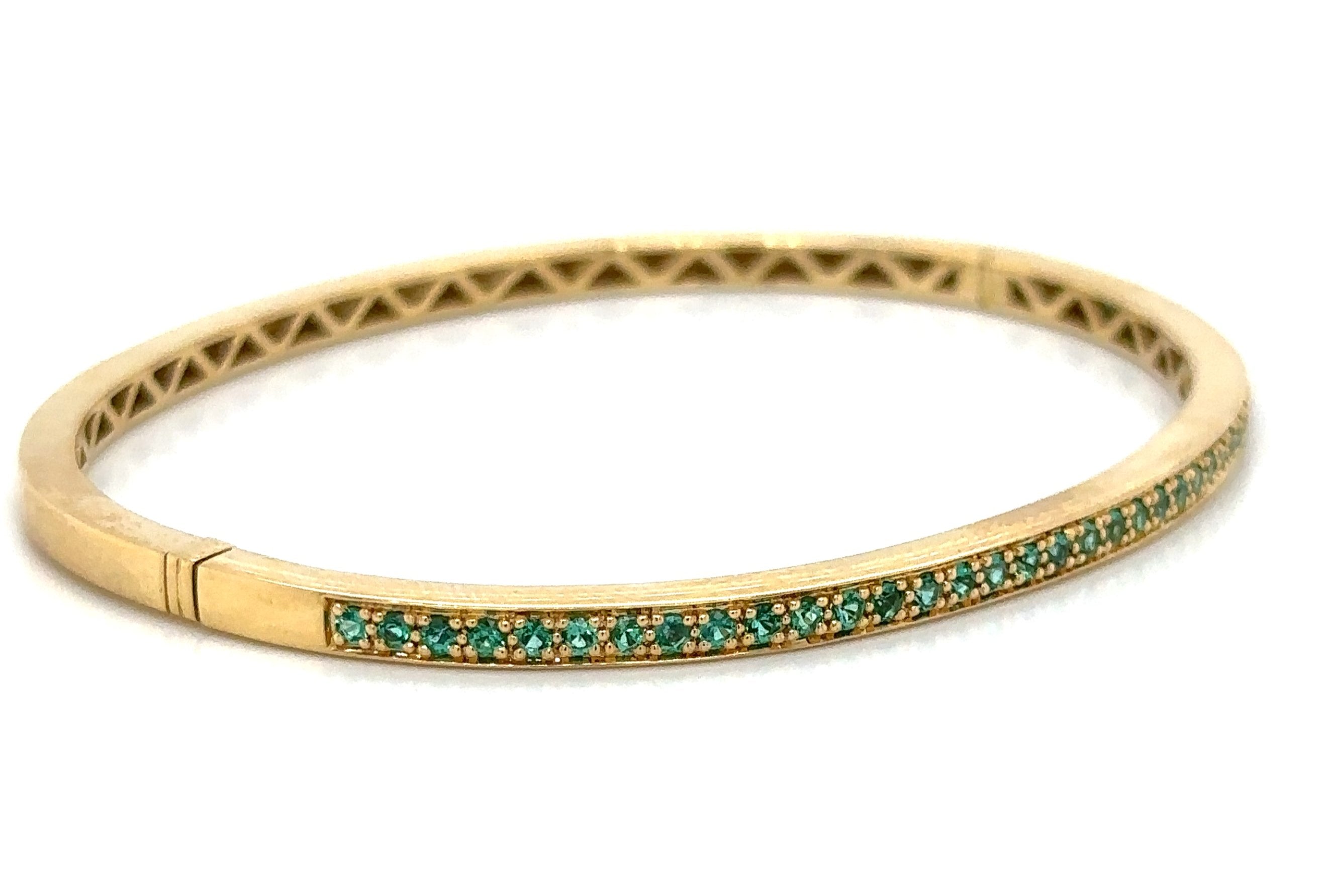 Emerald Yellow Gold Bangle Bracelet