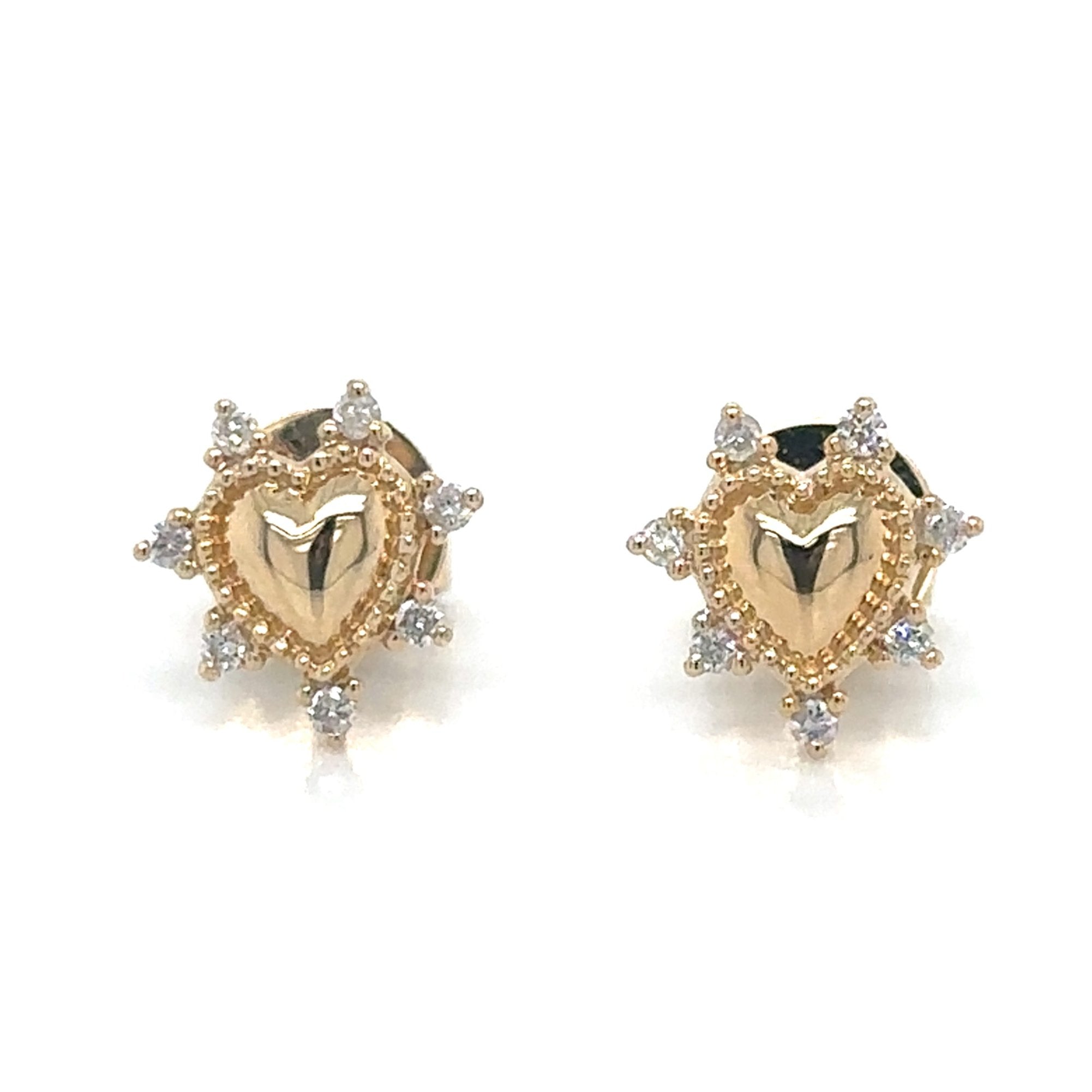 Diamond Spiked Heart Stud Earrings