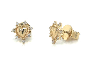 Diamond Spiked Heart Stud Earrings