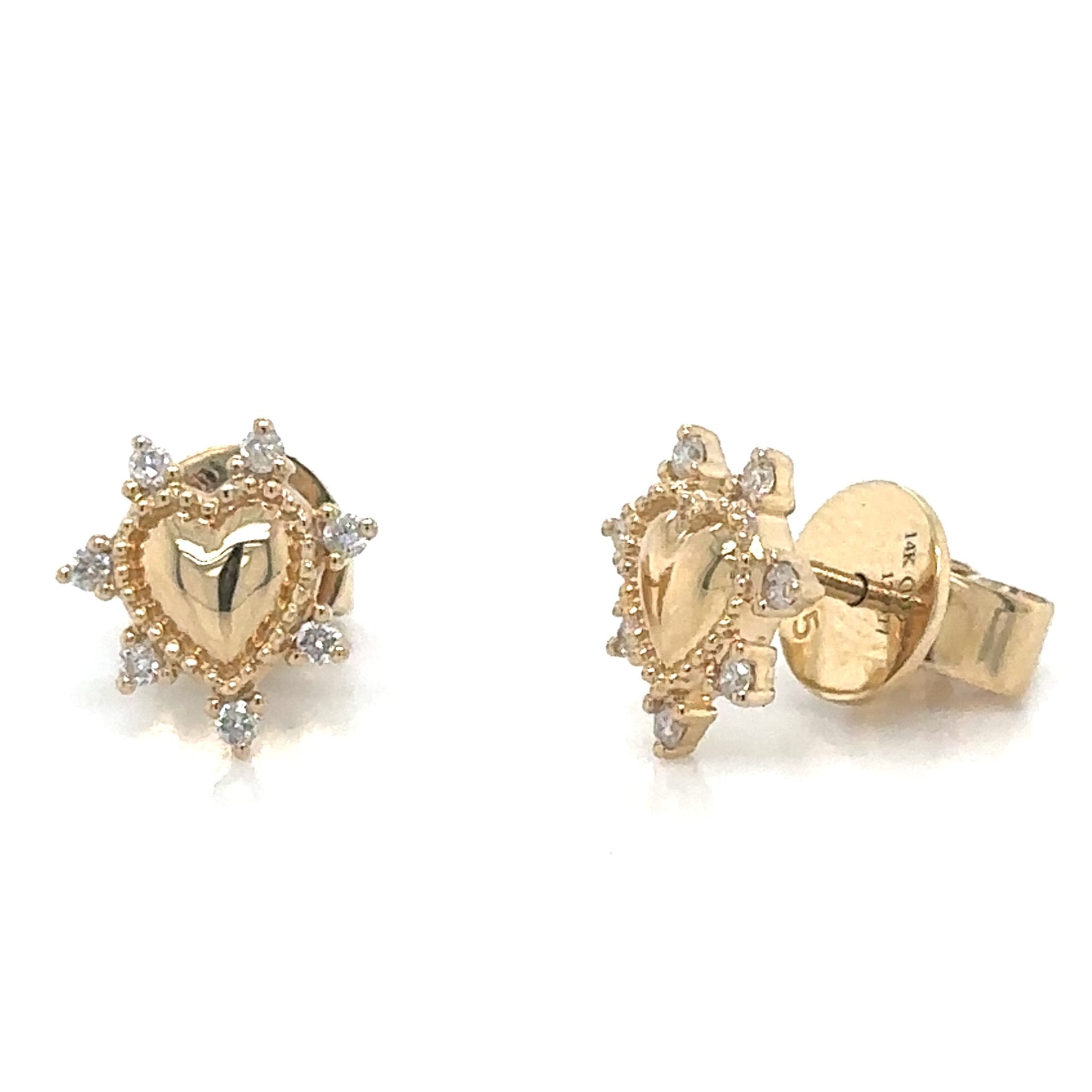 Diamond Spiked Heart Stud Earrings