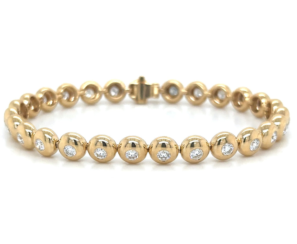 Diamond Beaded Gold Tennis Bracelet