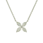 0.78ct tw Diamond Flower Shape Marquise Pendant Necklace