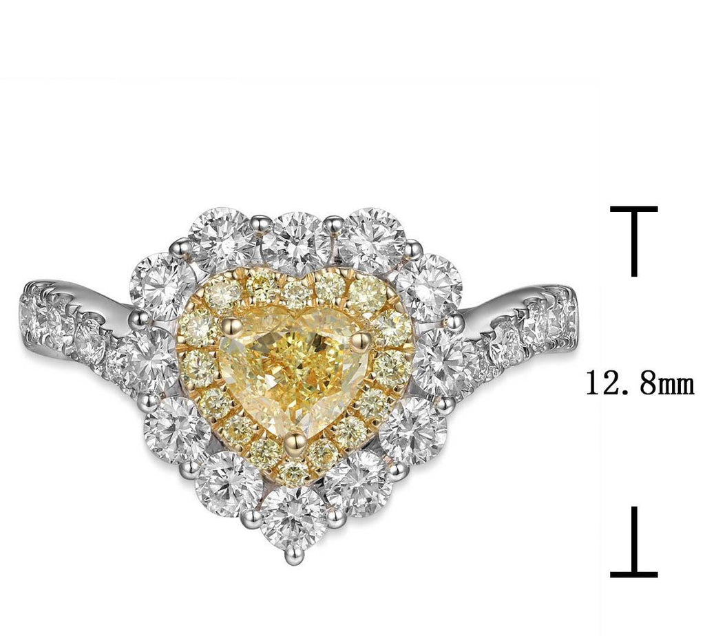 1.68ct tw Canary Fancy Vivid Yellow Heart Shape Cut Halo Ring