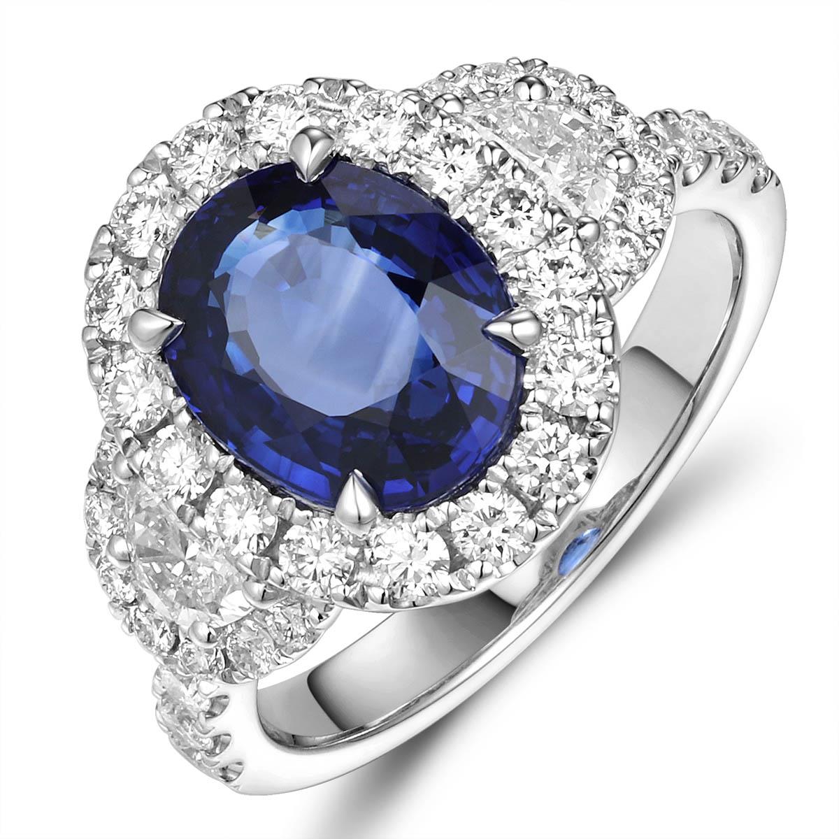 4.74ct tw Royal Blue Sapphire & Diamond Ring