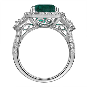 GRS Certified Emerald Statement 7.31carat Zambian Emerald - Cut Emerald & Diamond Ring