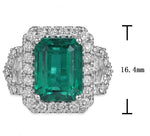 GRS Certified Emerald Statement 7.31carat Zambian Emerald - Cut Emerald & Diamond Ring