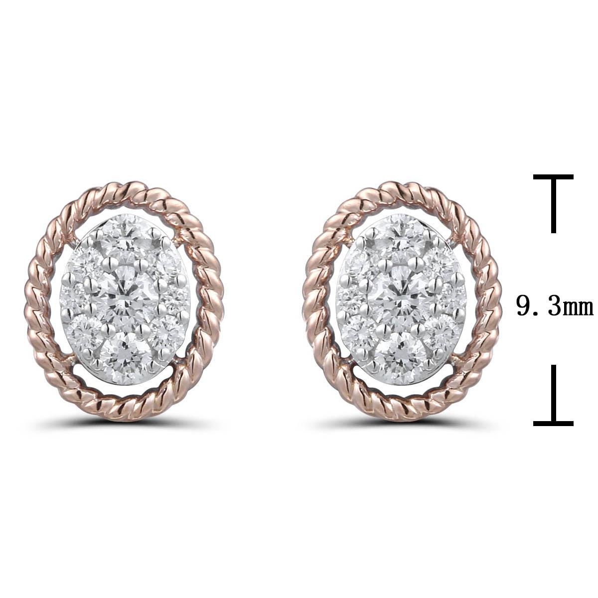 Two Tone Diamond Earrings 0.38ctw Twisted Rope Detail