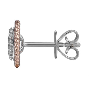 Two Tone Diamond Earrings 0.38ctw Twisted Rope Detail