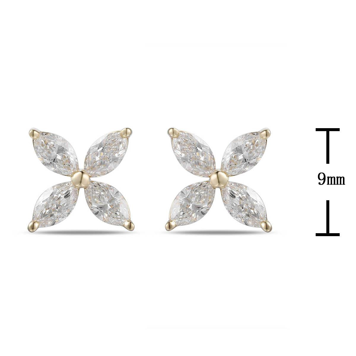 1.19ctw Ladies Diamond Flower Shape Marquise Stud Earrings