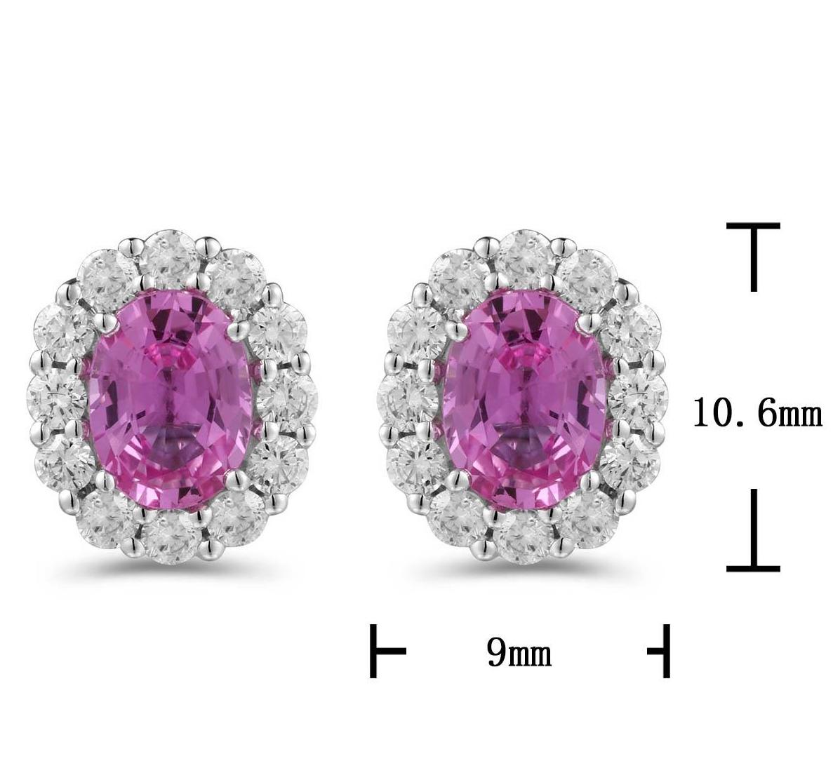 2.52ct tw Oval Cut Pink Sapphire & Diamond Earrings