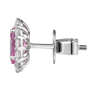 2.52ct tw Oval Cut Pink Sapphire & Diamond Earrings