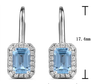 1.55ct tw Aquamarine Baguette-cut and Diamond Earrings