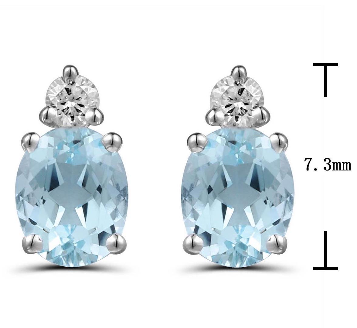 0.76ct tw Diamond and Aquamarine Stud Earring