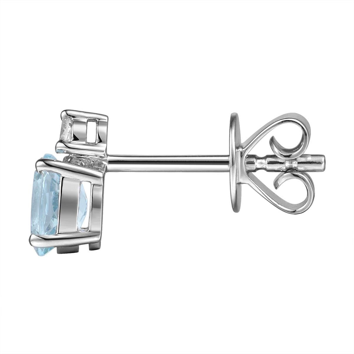 0.76ct tw Diamond and Aquamarine Stud Earring