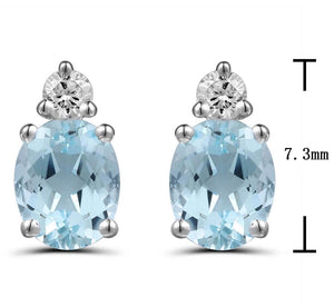 0.76ct tw Diamond and Aquamarine Stud Earring