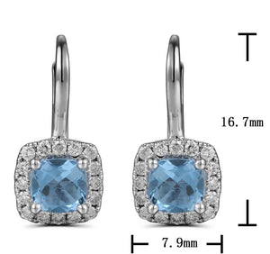 1.22ct tw Aquamarine Cushion-cut and Diamond Earrings