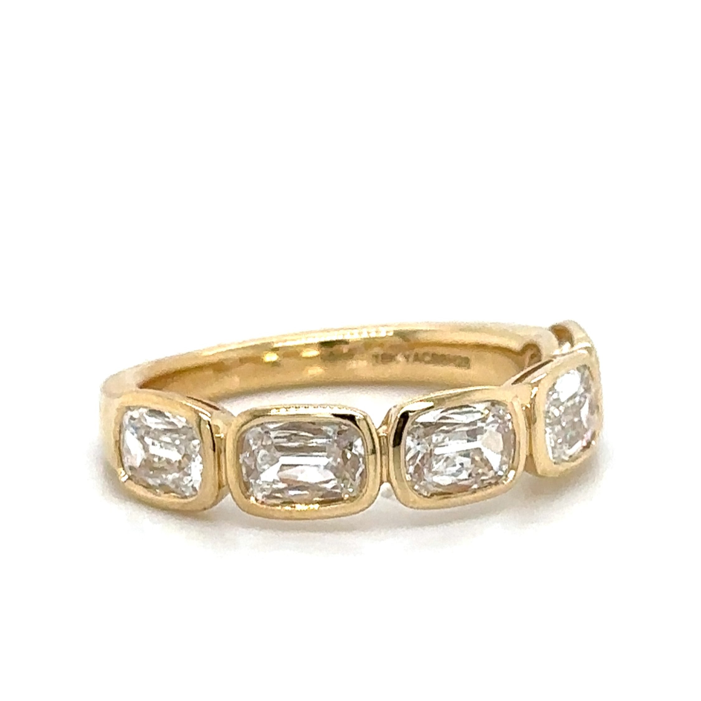 Henri Daussi 1.50ct tw Cushion Cut Diamond Bezel Set Half Eternity Band Ring