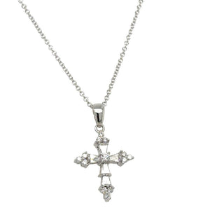 0.43ct tw Trapezoid and Round-cut Diamond Cross Pendant Necklace