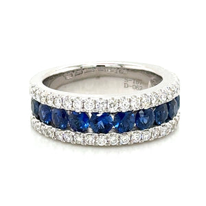 2.29ct tw Diamond and Blue Sapphire Band Ring