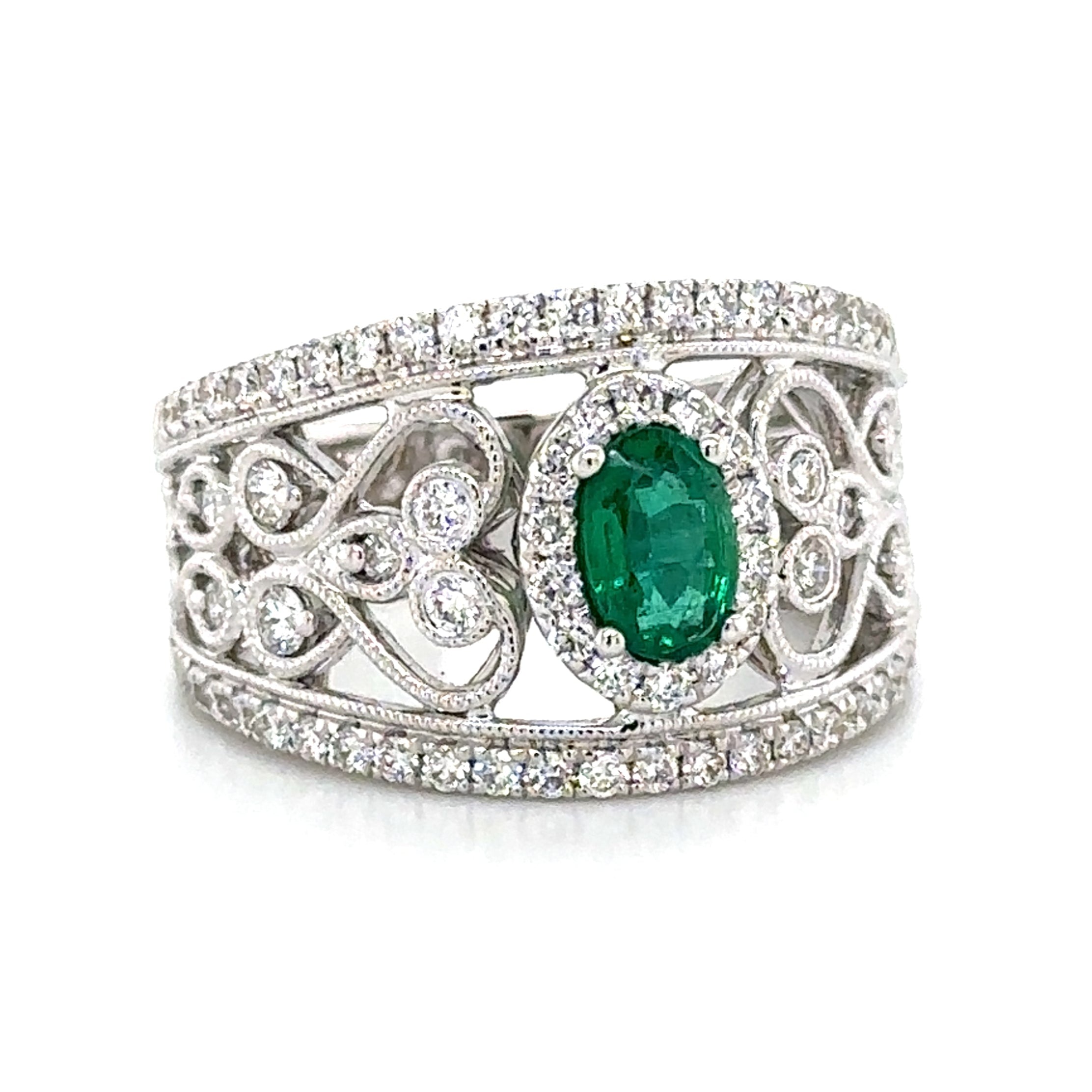 1.31carat Emerald and Diamond Statement Ring