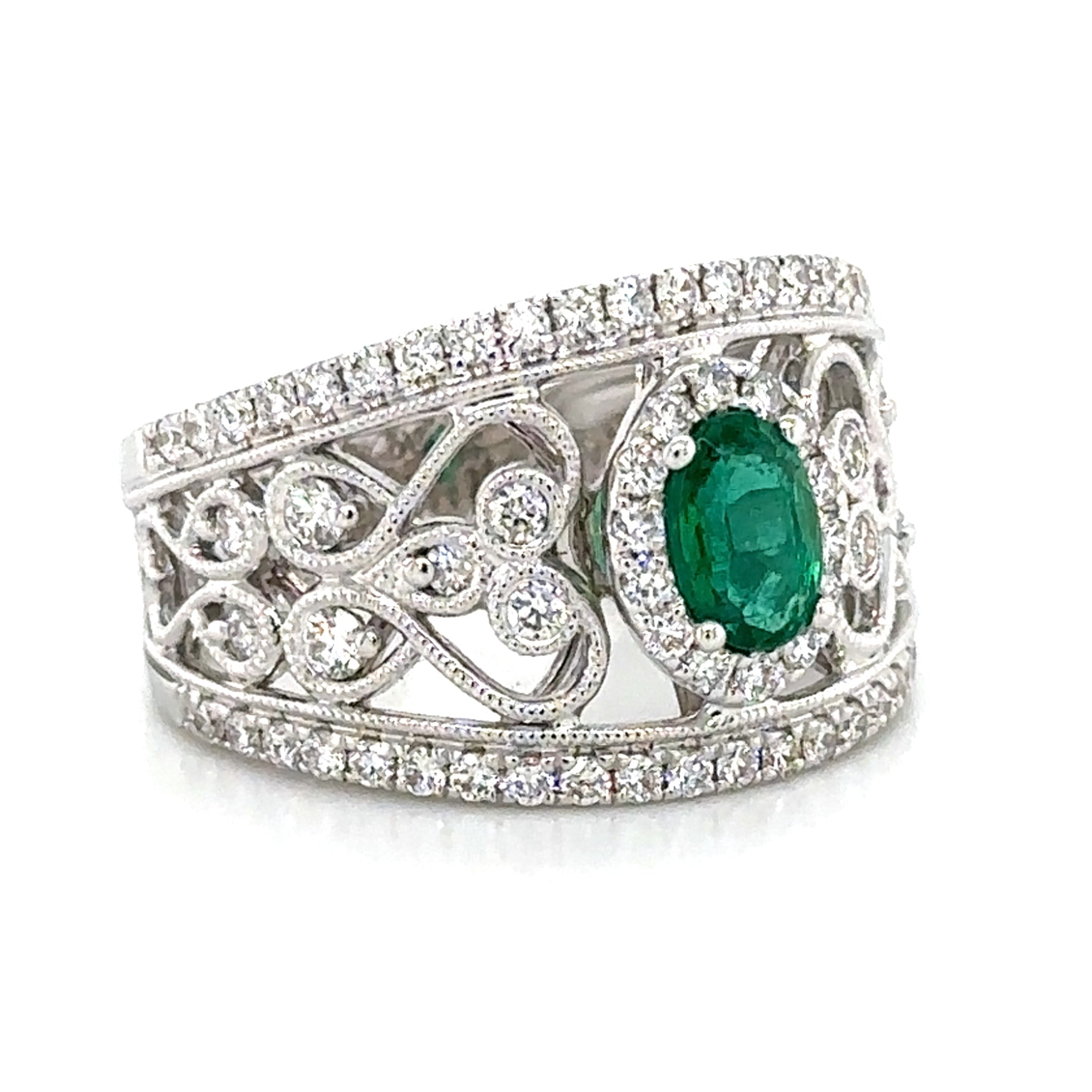 1.31carat Emerald and Diamond Statement Ring