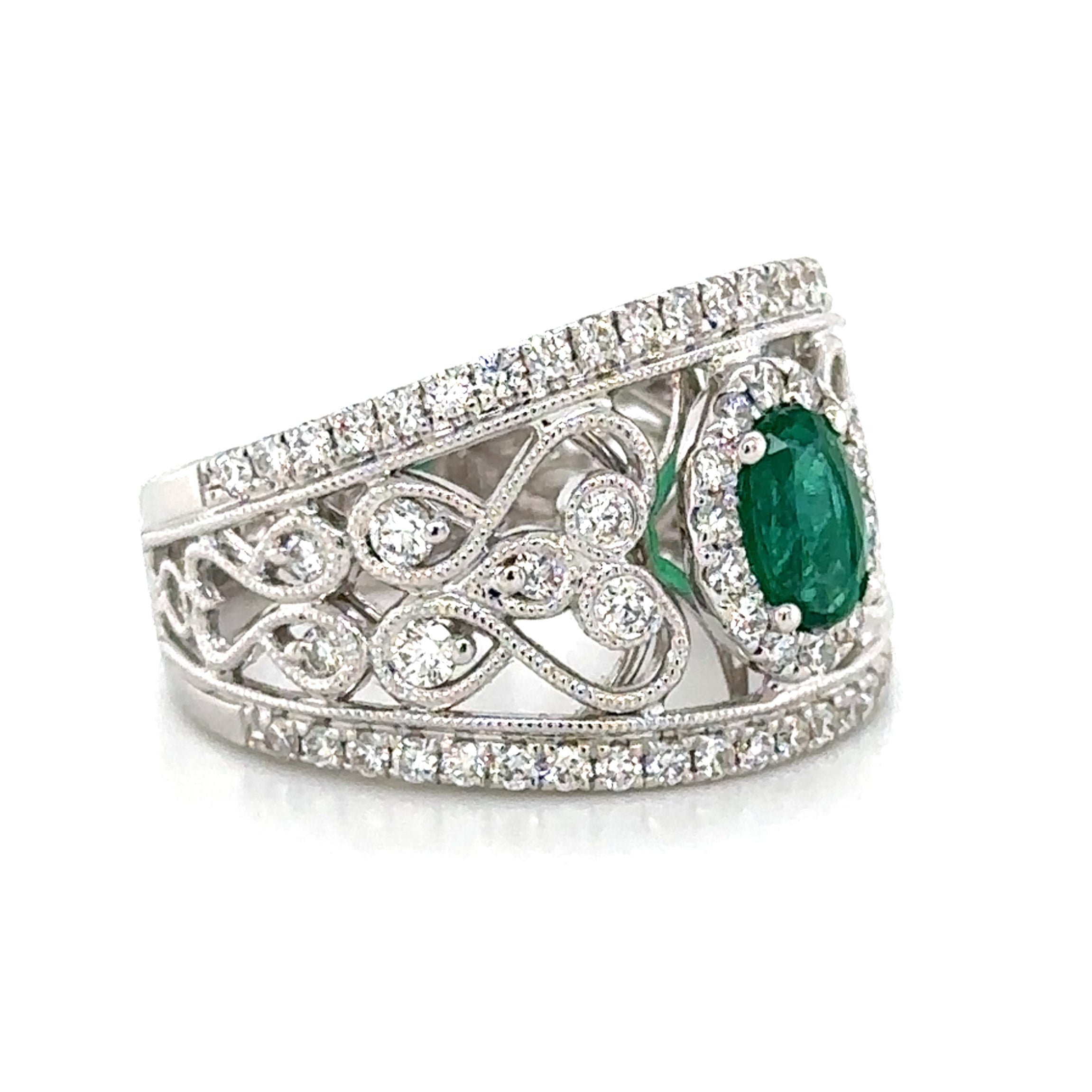 1.31carat Emerald and Diamond Statement Ring