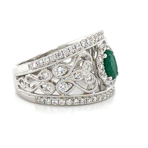 1.31carat Emerald and Diamond Statement Ring