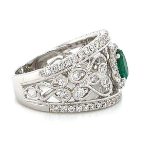 1.31carat Emerald and Diamond Statement Ring