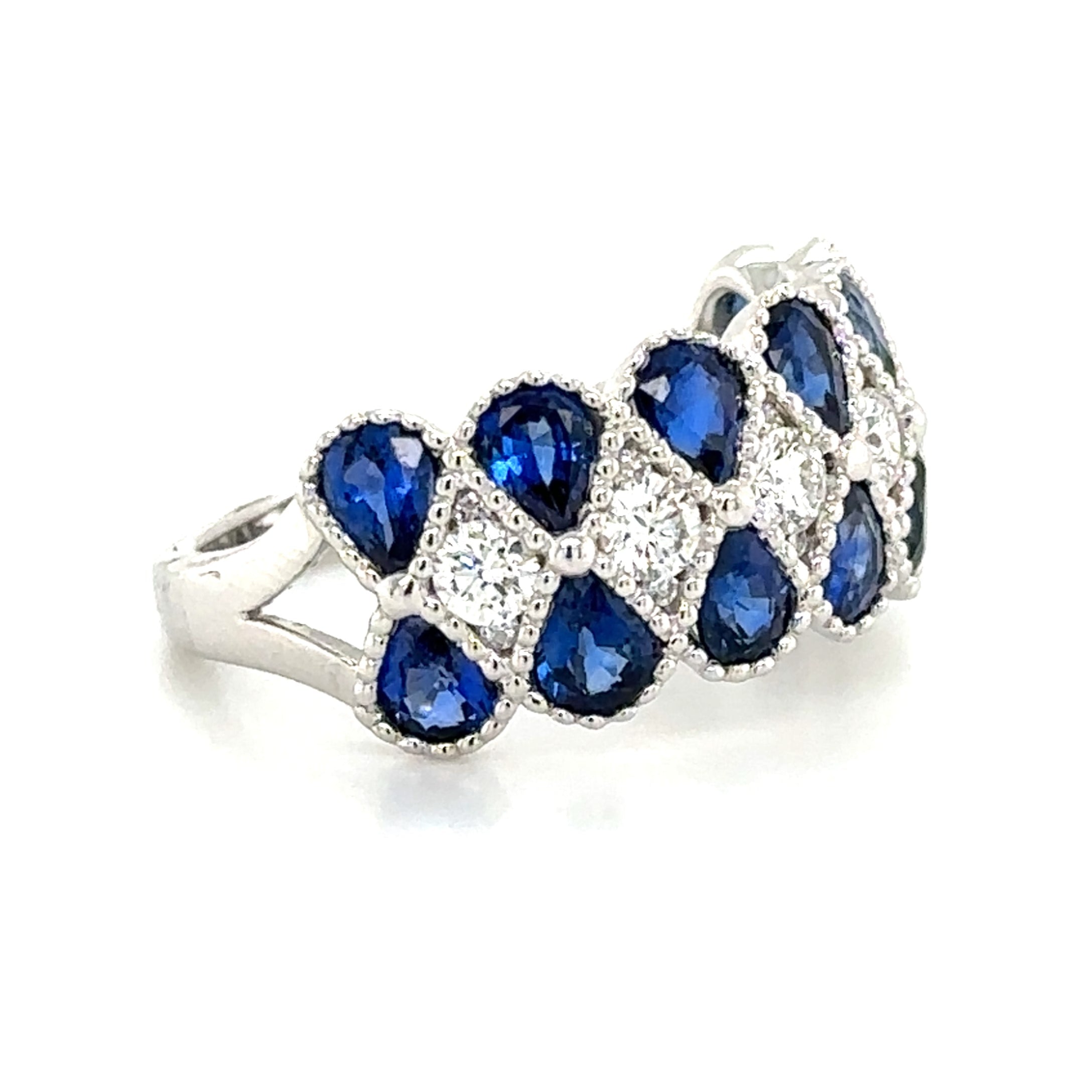 3.03carat Diamond and Blue Sapphire Ring