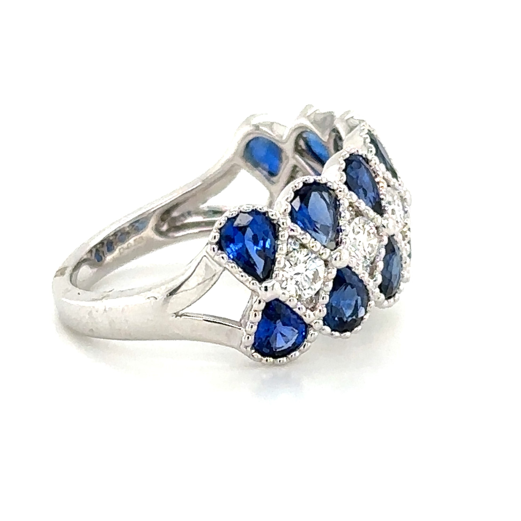 3.03carat Diamond and Blue Sapphire Ring