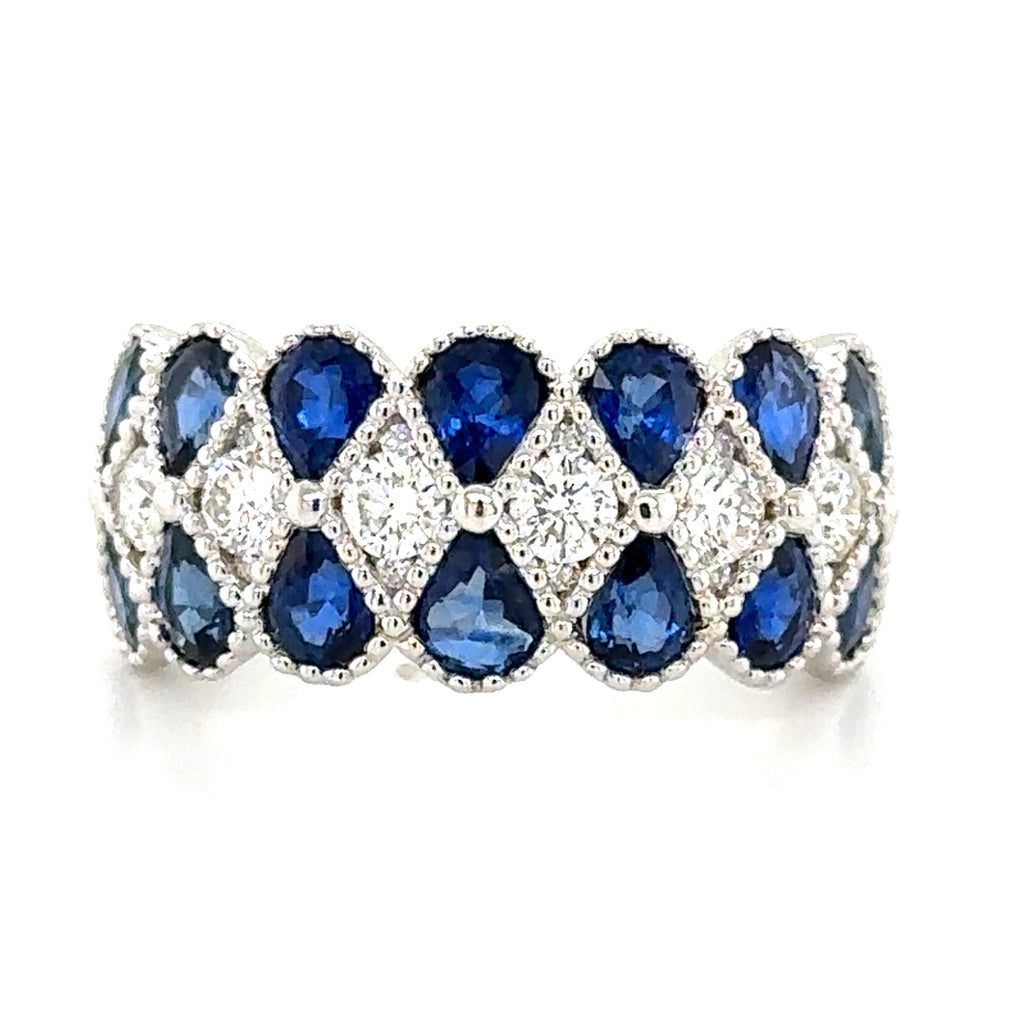 3.03carat Diamond and Blue Sapphire Ring